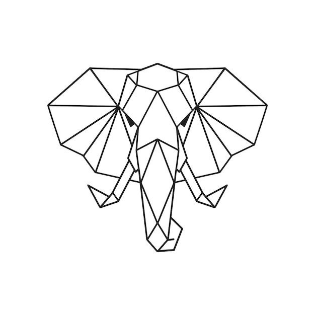 Vettore illustrazione di elefante lowpoly