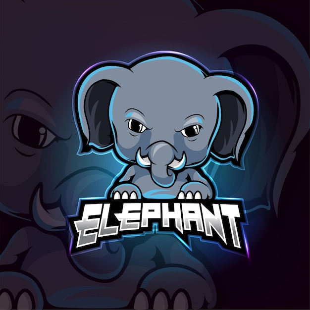 Слон талисман киберспорт дизайн логотипа