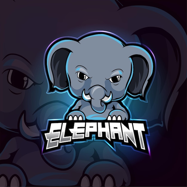 Vector elephant mascot esport logo design