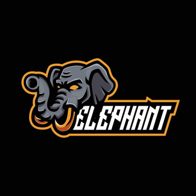 象のマスコットeスポーツのロゴデザイン