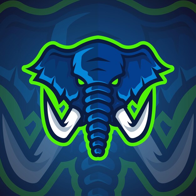 Vector elephant mascot esport logo for gaming or sport