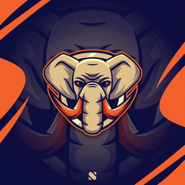 Vector elephant mascot logo cartoon illustration