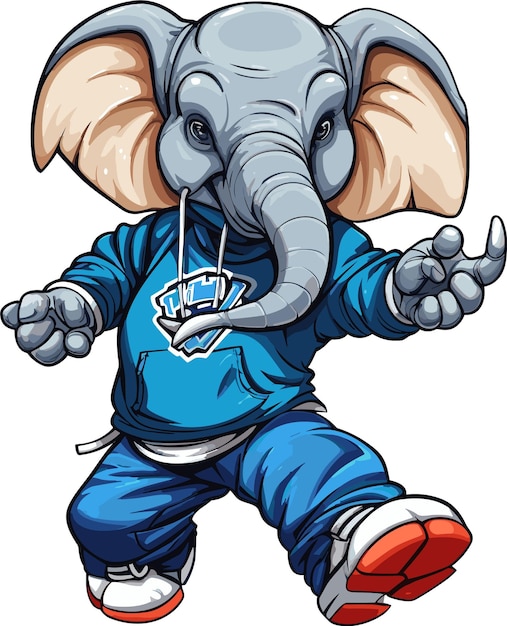 Elephant mascot Vector clip art illustration ready for vinyl cutting