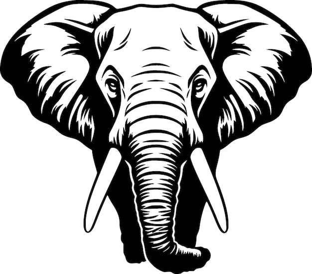 象のミニマリストとフラットのロゴのベクトル図