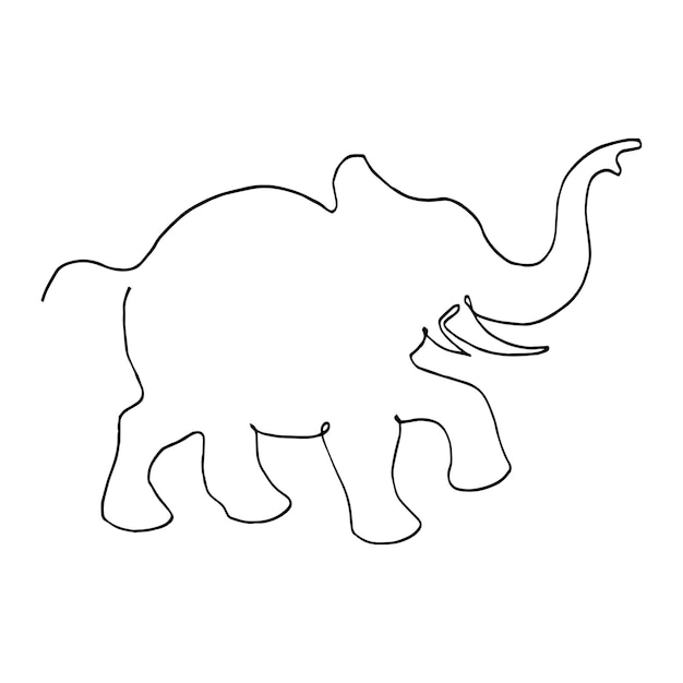 Vector elephant one line drawing art abstract pet logo vector illustration continuous line elephant