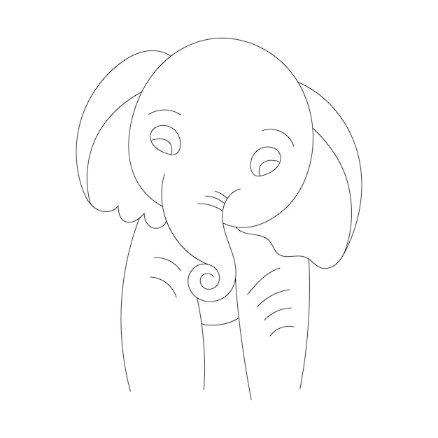 Vector elephant one line drawing with coloring pages