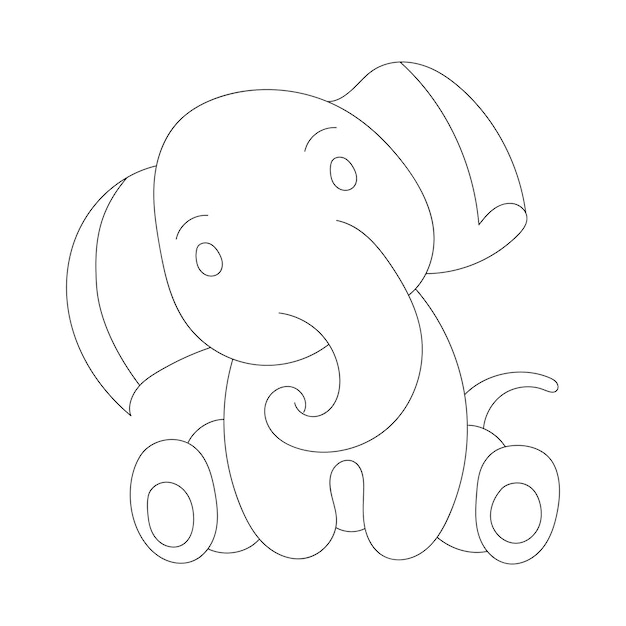 Vector elephant one line drawing with coloring pages