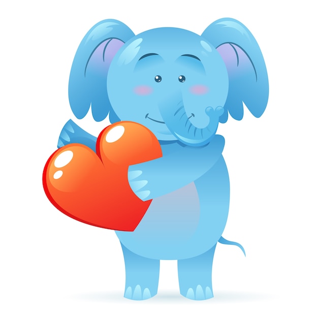 Vector elephant pet isolated holding heart