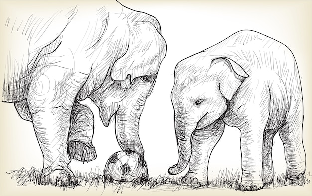 Vettore elefante che gioca a calcio illustrazione