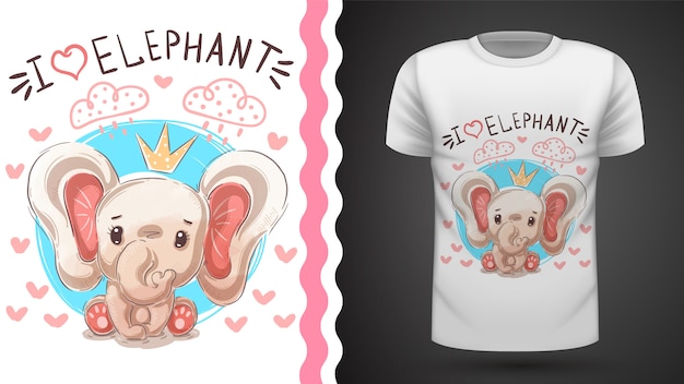 Vettore t-shirt principessa elefante