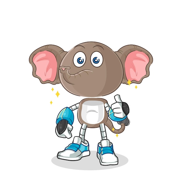 Elephant robot character cartoon mascot vector