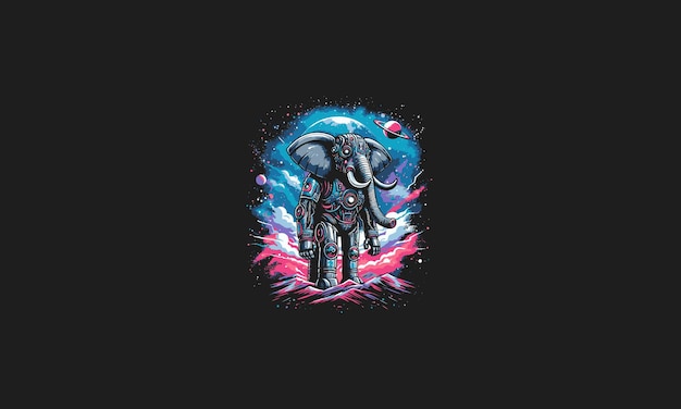elephant robot lightning background vector design