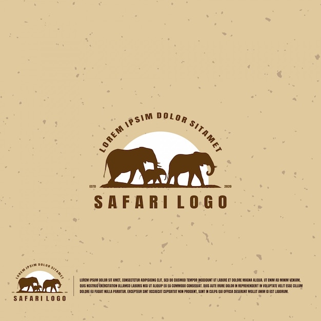 Elephant safari illustration logo