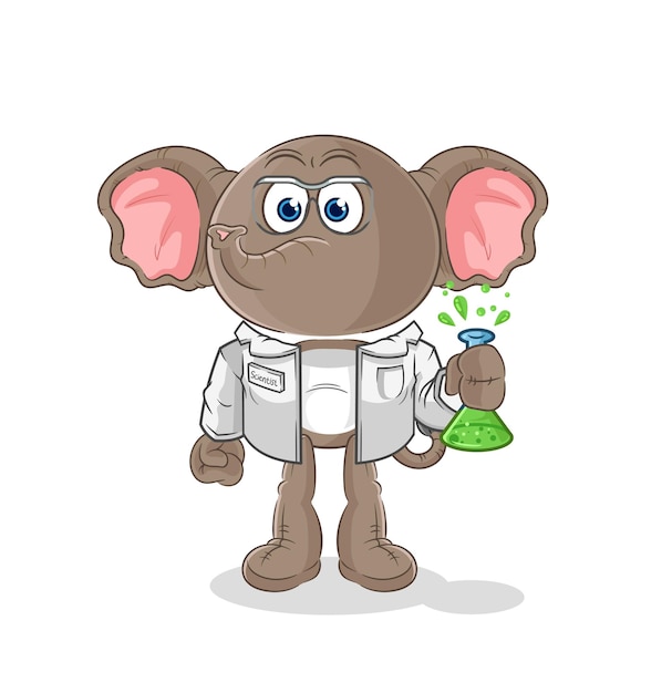 Elephant scientist character cartoon mascot vector