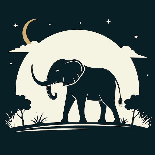 Vector elephant silhouette vector art illustration