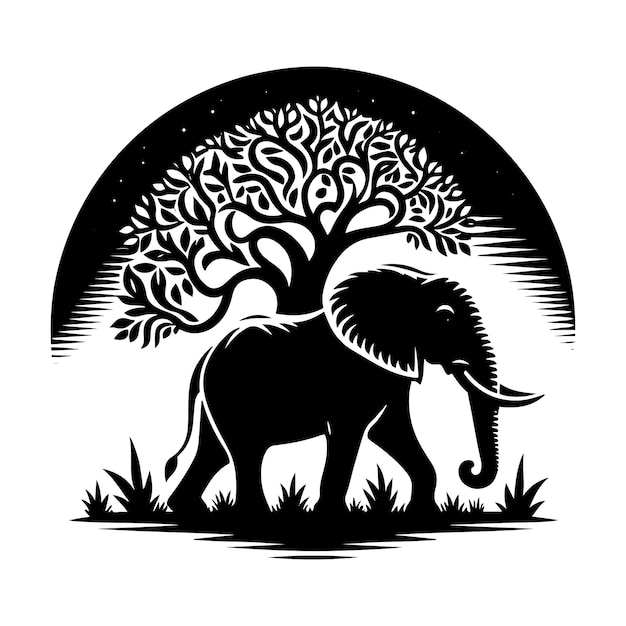 Вектор силуэта слона