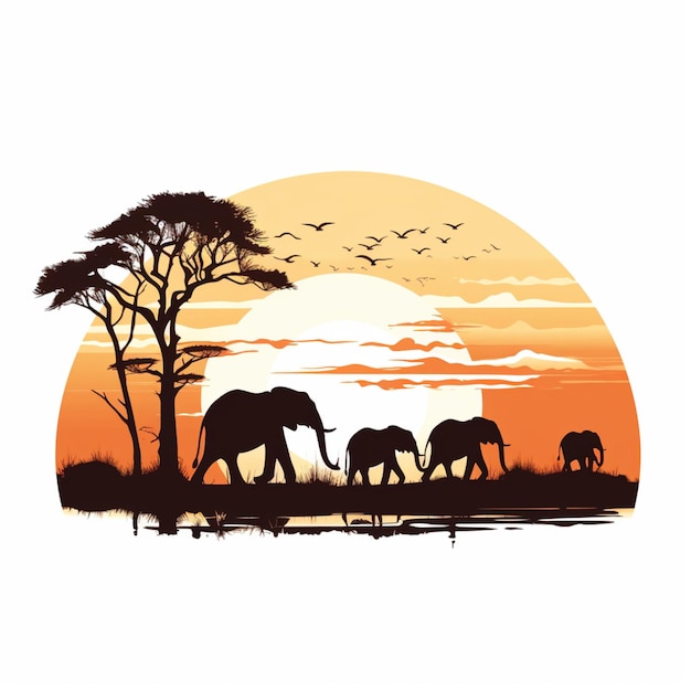 Vector elephant silhouettes cartoon vector