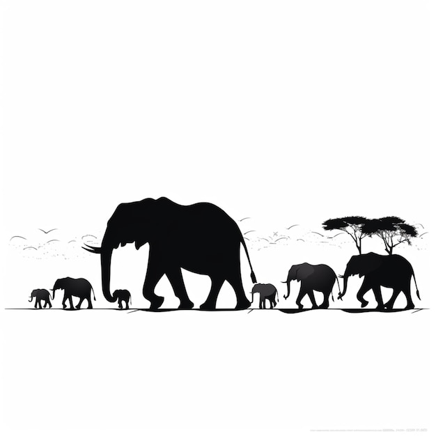 Vector elephant silhouettes cartoon vector