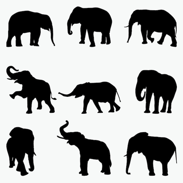 Vector elephant silhouettes