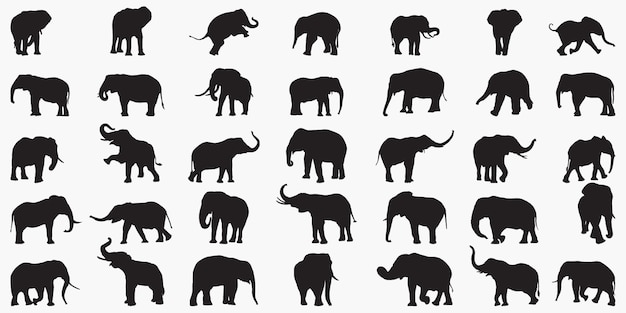 Vector elephant silhouettes