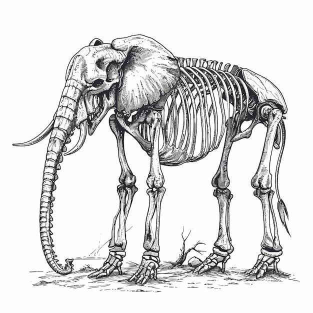 Vector elephant skeleton vector