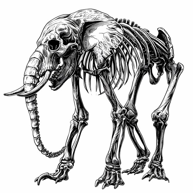 Vector elephant skeleton vector