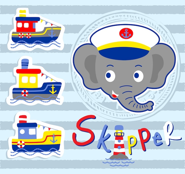 Elephant the skipper with boats