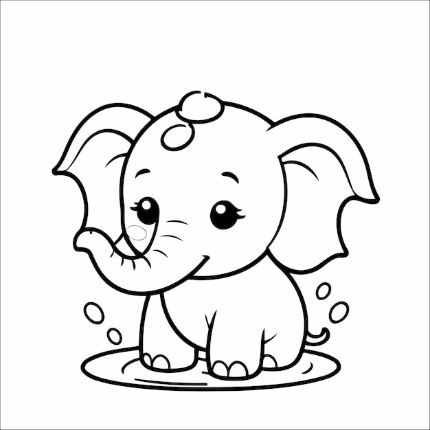 Elephant spraying water coloring page for kids