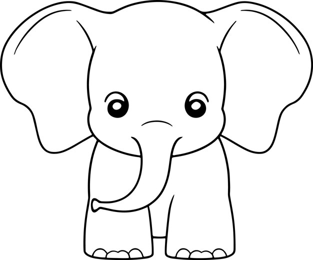 Elephant vector illustration Black and white outline Elephant coloring book or page for children