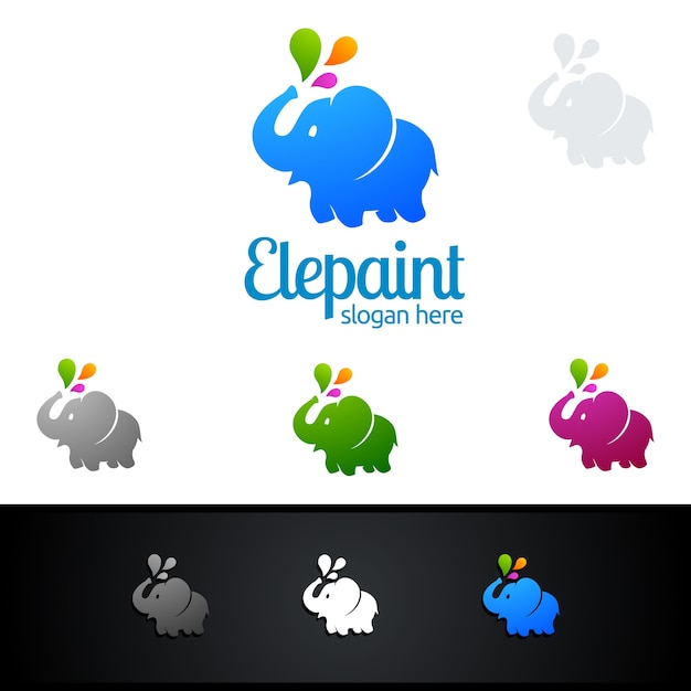 Дизайн логотипа elephant vector с красочным splash