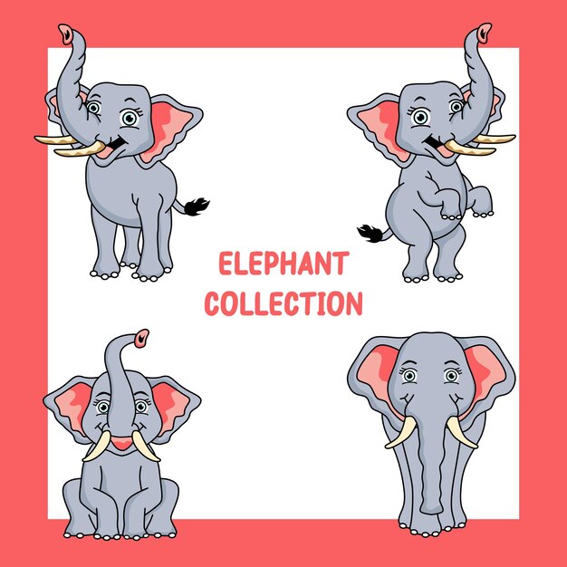 Vector elephant vector set collection graphics