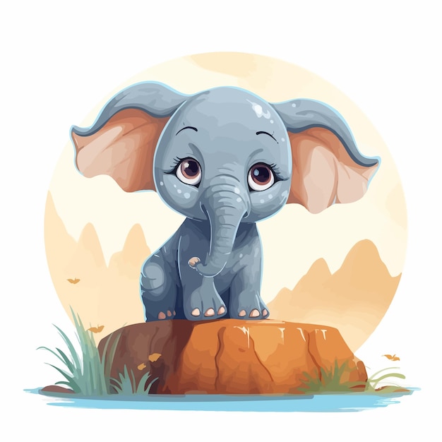 elephant vector style cartoon cute