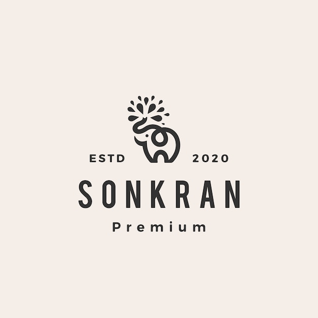 Elephant water sonkran hipster vintage logo icon illustration