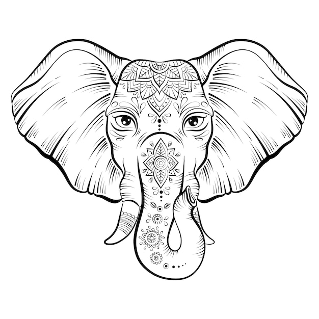 Elefante con mandala di loto ornato