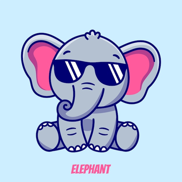 Elephant With Sunglasses Cute Vector