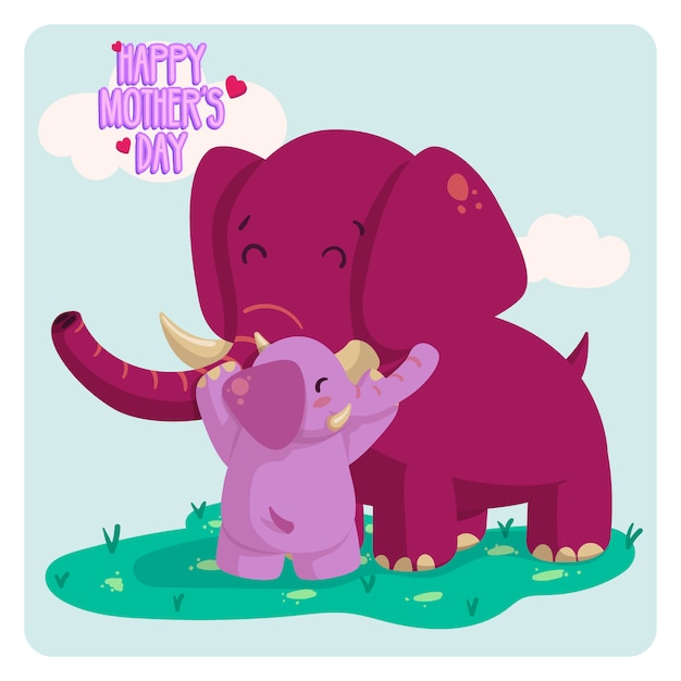 Vector elephants mother's day