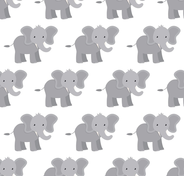 Elephants seamless pattern Vector illustration in a flat style