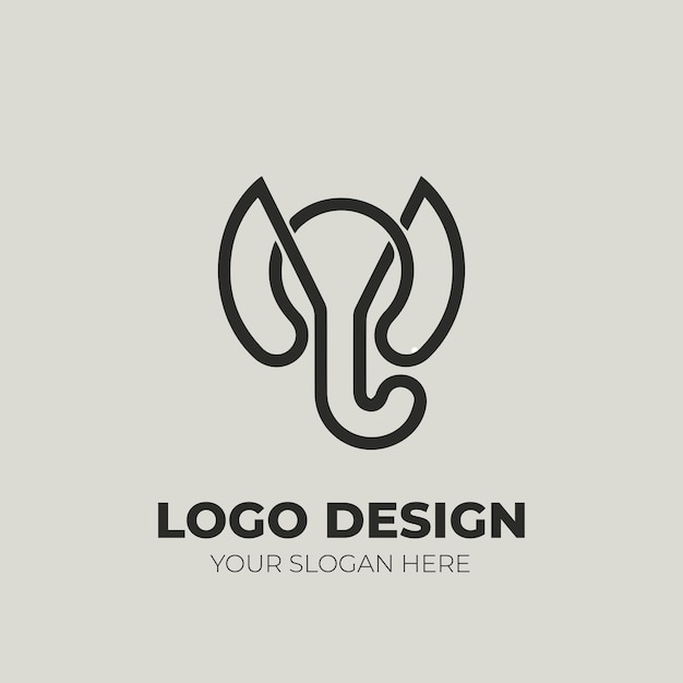 Vettore design del logo minimalista elefante