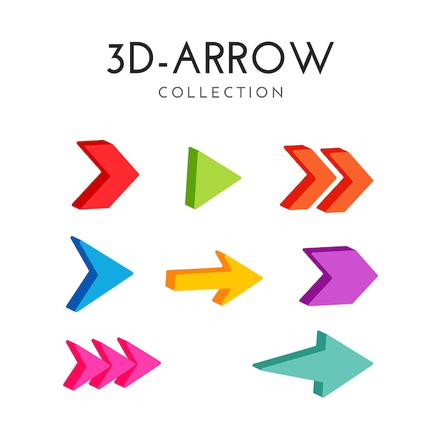 Elevate Your Design with 3D look Free Arrow Icon Vector Set