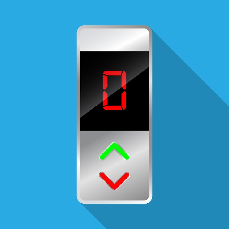 Vector elevator buttons panel isolated on blue background