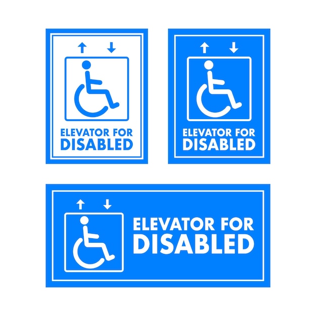 Vector elevator for disability notice elevator for disabled sign label vector stock illustration