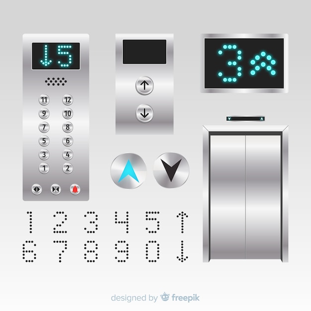 Vector elevator element collection with realistic design