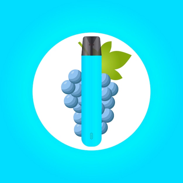 Elf bar with grape flavor. Vape with berry flavor. Blue grapes. Vector