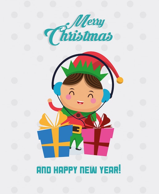 Elf cartoon of Christmas season design