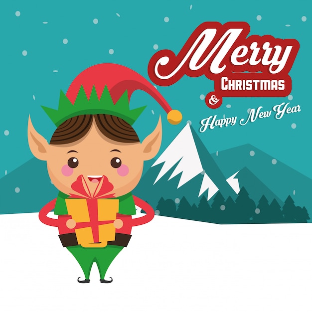 Elf cartoon of Christmas season design