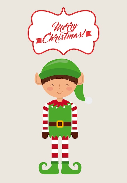 elf cartoon icon. Merry Christmas design. Vector graphic