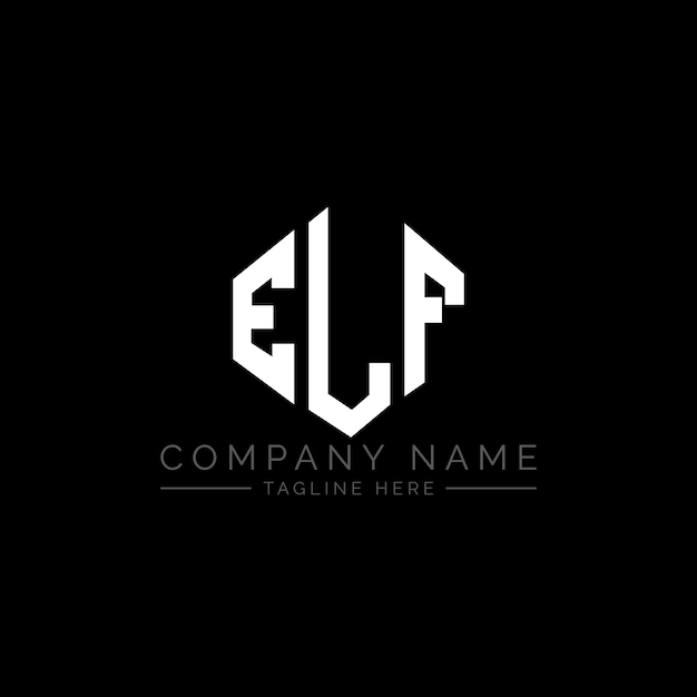 Vettore design del logo delle lettere elf con forma di poligono elf poligono e forma di cubo design del logo elf esagono vettoriale modello del logo colori bianco e nero elf monogramma business e logo immobiliare