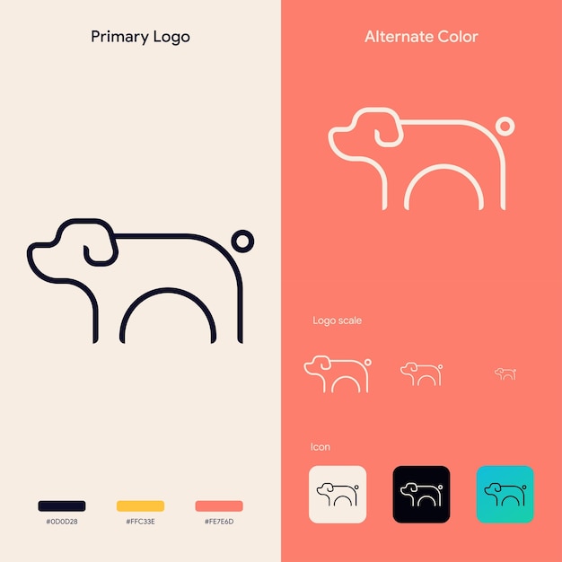 Vector elgant simple dog logo monoline concept