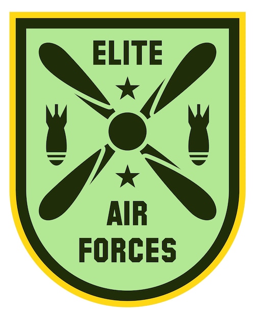 Emblema delle forze aeree d'élite distintivo militare etichetta di guerra isolata su sfondo bianco