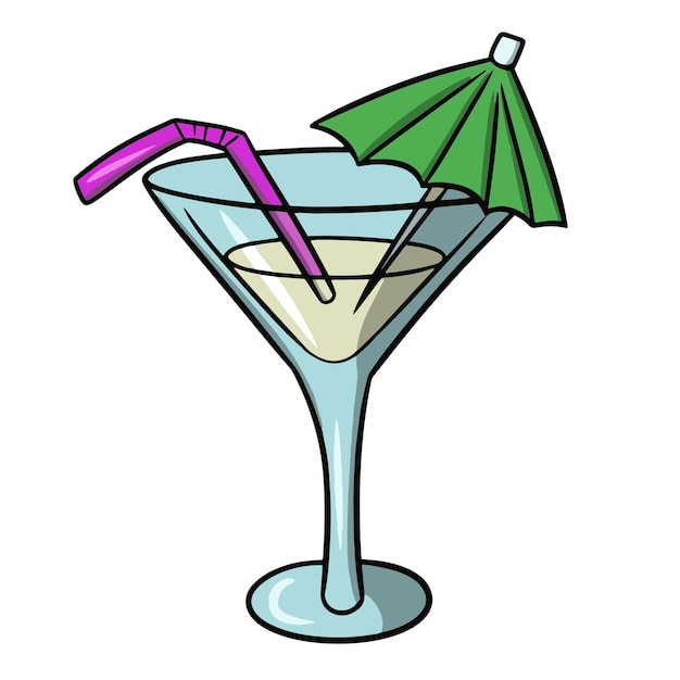 Elite drankje versierd met paraplu's en buizen zomer drankjes versheid vectorillustratie